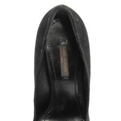 مملوكة مسبقًا حذاء كعب عالي لوي فيتون مزين فيتونكة مقدمة مفتوحة سويدي أسود مقاس 38