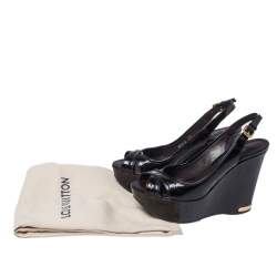 Pre Owned صندل لوى فيتون فتحة كعب بانتينو جلد فيرنيه لامع بنفسجى مقاس 37.5