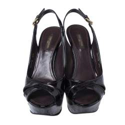 Pre Owned صندل لوى فيتون فتحة كعب بانتينو جلد فيرنيه لامع بنفسجى مقاس 37.5