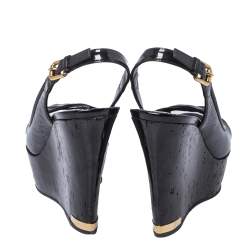 Pre Owned صندل لوى فيتون فتحة كعب بانتينو جلد فيرنيه لامع بنفسجى مقاس 37.5