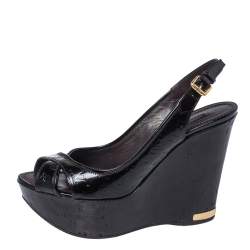 Pre Owned صندل لوى فيتون فتحة كعب بانتينو جلد فيرنيه لامع بنفسجى مقاس 37.5