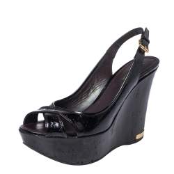 Pre Owned صندل لوى فيتون فتحة كعب بانتينو جلد فيرنيه لامع بنفسجى مقاس 37.5