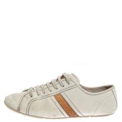 Pre Owned Louis Vuitton White Leather Logo Acrobat Sneakers Size 38