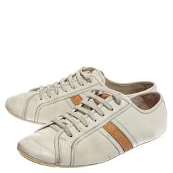 Pre Owned Louis Vuitton White Leather Logo Acrobat Sneakers Size 38