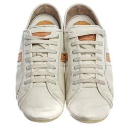 Pre Owned Louis Vuitton White Leather Logo Acrobat Sneakers Size 38