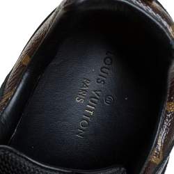 مملوكة مسبقًا حذاء رياضي لوي فيتون رون اواي رباط علوي شبك و كانفاس مونوغرامي بني و أسود مقاس 35.5