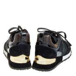 مملوكة مسبقًا حذاء رياضي لوي فيتون رون اواي رباط علوي شبك و كانفاس مونوغرامي بني و أسود مقاس 35.5