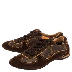 مملوكة مسبقًا Louis Vuitton Brown Suede And Monogram Canvas Energie Low Top  Sneakers Size 35