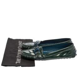 مملوكة مسبقًا حذاء أوكسفورد فلات لوي فيتون جلد أخضر لامع مقاس 40