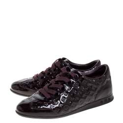 مملوكة مسبقًا حذاء رياضى لوى فيتون منخفض من أعلى جلد لامع مونوغرامى بنفسجى مقاس 35.5