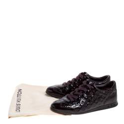 مملوكة مسبقًا حذاء رياضى لوى فيتون منخفض من أعلى جلد لامع مونوغرامى بنفسجى مقاس 35.5