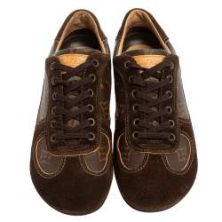 مملوكة مسبقًا Louis Vuitton Brown Monogram Canvas And Suede Leather Energie Low Top Sneakers Size 38