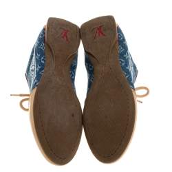 مملوكة مسبقًا Louis Vuitton Beige/Blue Monogram Denim And Leather Low Top Sneakers Size 36