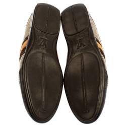 مملوكة مسبقًا حذاء رياضي لوي فيتون عنق منخفض جلد وكانفاس بني مقاس 37