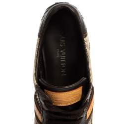 مملوكة مسبقًا حذاء رياضي لوي فيتون عنق منخفض جلد وكانفاس بني مقاس 37