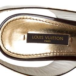 Louis Vuitton White Leather Buckle Cork Platform Slingback Sandals Size 36