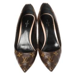 Pre Owned Louis Vuitton Monogram Canvas and Vernis Leather Cherie Pumps Size 38.5
