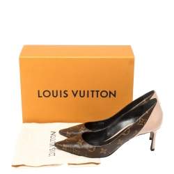 Pre Owned Louis Vuitton Monogram Canvas and Vernis Leather Cherie Pumps Size 38.5