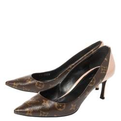 Pre Owned Louis Vuitton Monogram Canvas and Vernis Leather Cherie Pumps Size 38.5