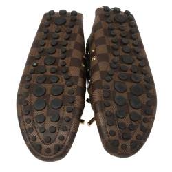 مملوكة مسبقًا Louis Vuitton Damier Ebene Canvas And Leather Gloria Flat Loafers Size 37.5