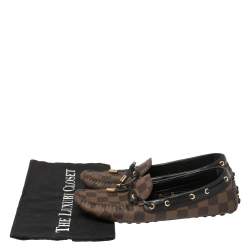 مملوكة مسبقًا Louis Vuitton Damier Ebene Canvas And Leather Gloria Flat Loafers Size 37.5