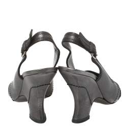 Pre Owned Louis Vuitton Black Leather Slingback Sandals Size 40