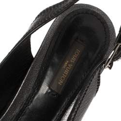Pre Owned Louis Vuitton Black Leather Slingback Sandals Size 40