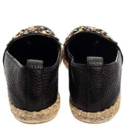Louis Vuitton Black Leather Tropical Bloom Espadrille Size 37