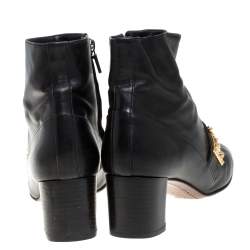 مملوكة مسبقًا Louis Vuitton Black Leather Zip Ankle Boots Size 39.5