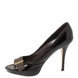 مملوكة مسبقًا Louis Vuitton Dark Burgundy Monogram Idylle & Patent Leather Buci Pumps Size 41