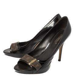 مملوكة مسبقًا Louis Vuitton Dark Burgundy Monogram Idylle & Patent Leather Buci Pumps Size 41
