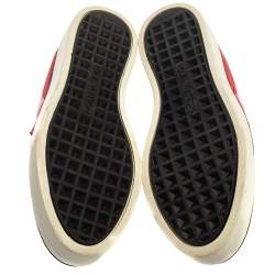 Pre Owned Louis Vuitton Red Canvas And Leather Slip On Sneaker Size 37