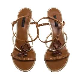 مملوكة مسبقًا Louis Vuitton Brown Leather Wedge Sandals Size 40