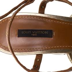 مملوكة مسبقًا Louis Vuitton Brown Leather Wedge Sandals Size 40