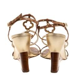 مملوكة مسبقًا Louis Vuitton Brown Leather Wedge Sandals Size 40