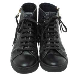 مملوكة مسبقًا Louis Vuitton Black Monogram Empreinte Leather Punchy High Top Sneakers Size 39