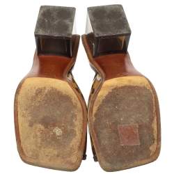 مملوكة مسبقًا Louis Vuitton Brown Damier Pvc Square Toe Sandals Size 37.5