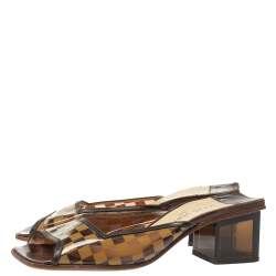مملوكة مسبقًا Louis Vuitton Brown Damier Pvc Square Toe Sandals Size 37.5