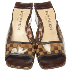 مملوكة مسبقًا Louis Vuitton Brown Damier Pvc Square Toe Sandals Size 37.5