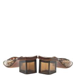 مملوكة مسبقًا Louis Vuitton Brown Damier Pvc Square Toe Sandals Size 37.5