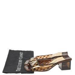مملوكة مسبقًا Louis Vuitton Brown Damier Pvc Square Toe Sandals Size 37.5
