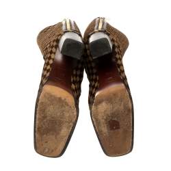 Pre Owned Louis Vuitton Brown Damier Ponyhair Knee Length Boots Size 37.5