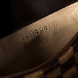 Pre Owned Louis Vuitton Brown Damier Ponyhair Knee Length Boots Size 37.5