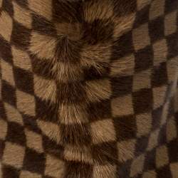 Pre Owned Louis Vuitton Brown Damier Ponyhair Knee Length Boots Size 37.5