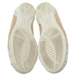 Pre Owned حذاء رياضي لوي فيتون امبولشون جلد ذهبي و أبيض مقاس 36.5