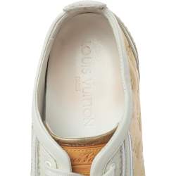 Pre Owned حذاء رياضي لوي فيتون امبولشون جلد ذهبي و أبيض مقاس 36.5