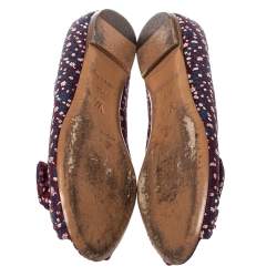 Pre Owned Louis Vuitton Multicolor Print Fabric Catania Floral Peep Toe Flats Size39.5