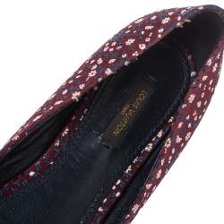 Pre Owned Louis Vuitton Multicolor Print Fabric Catania Floral Peep Toe Flats Size39.5