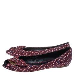 Pre Owned Louis Vuitton Multicolor Print Fabric Catania Floral Peep Toe Flats Size39.5