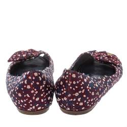 Pre Owned Louis Vuitton Multicolor Print Fabric Catania Floral Peep Toe Flats Size39.5